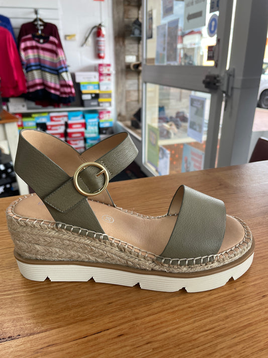 Bay Lane Wedge Sandal Yvette Khaki