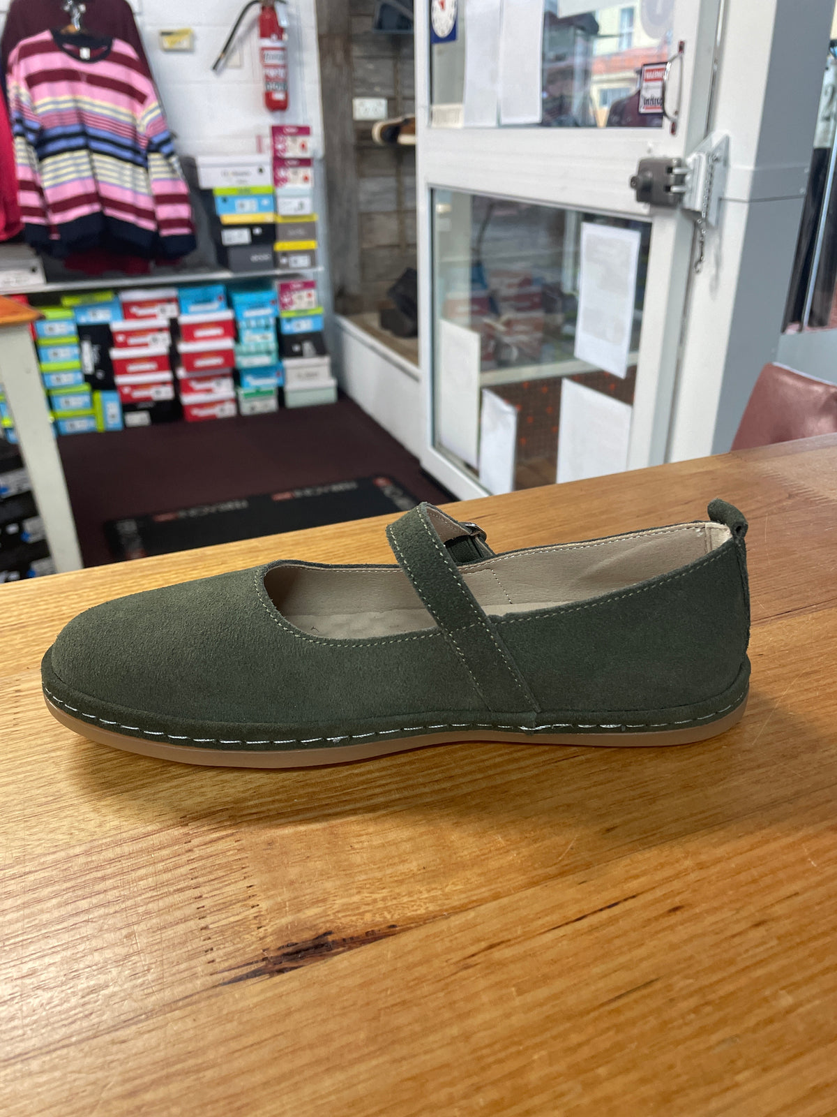 Just Bee Ceecee Mary Jane Shoes Khaki Suede