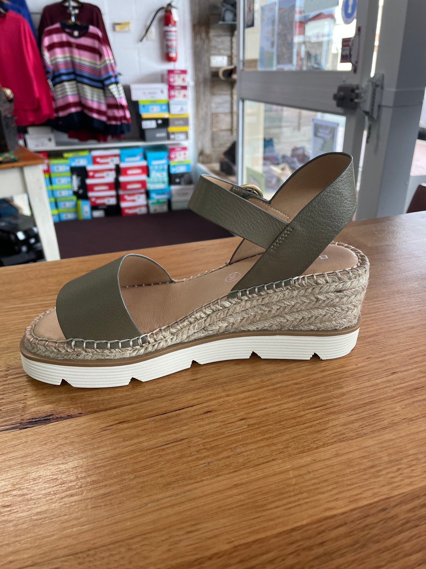 Bay Lane Wedge Sandal Yvette Khaki